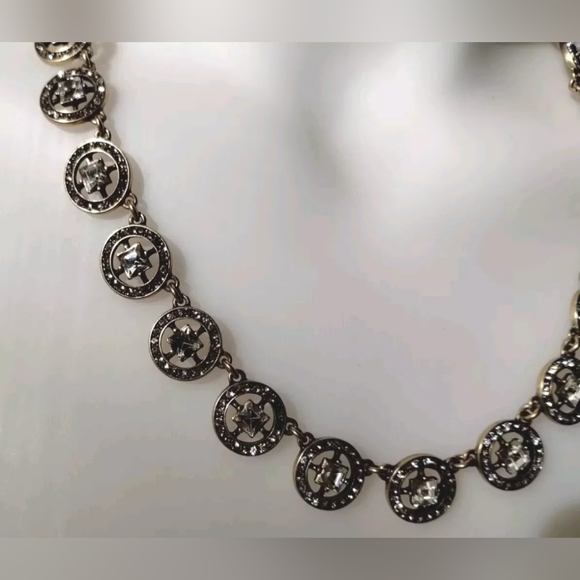 J. Crew Clear Rhinestone Crystal Necklace Choker Collar Glam Vintage Style - Picture 6 of 14